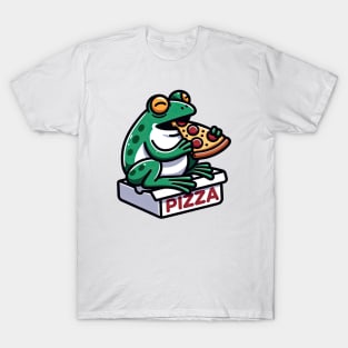 little frog enjoying eating pizza T-Shirt